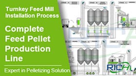 完整的动物饲料颗粒生产线，交钥匙饲料厂安装过程